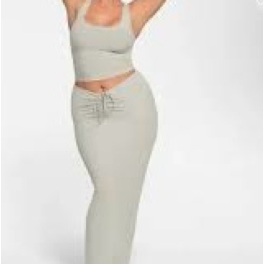 SKIMS Color: Talc, Maxi Pencil Skirt with Tie Front Large,  New with tags